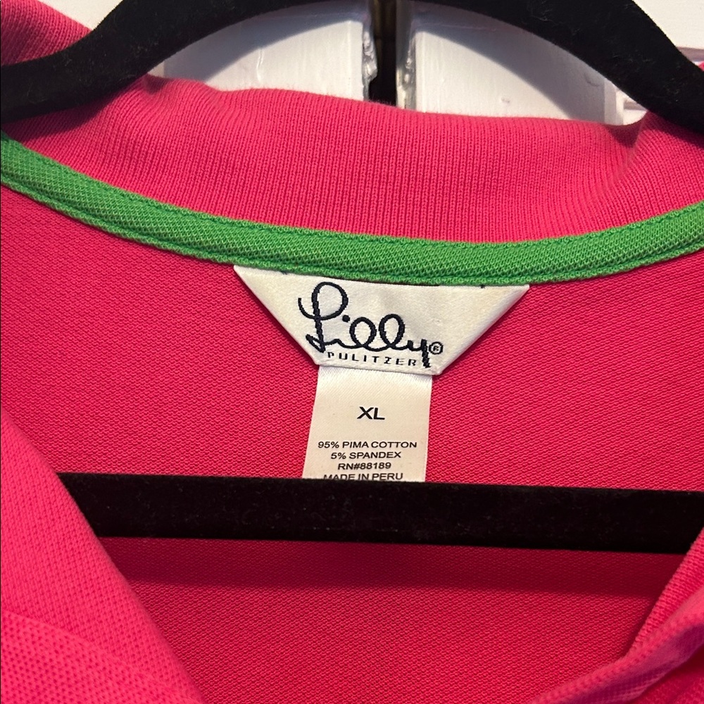 Lilly Pulitzer Pink Polo with Green Trim - Picture 2 of 3